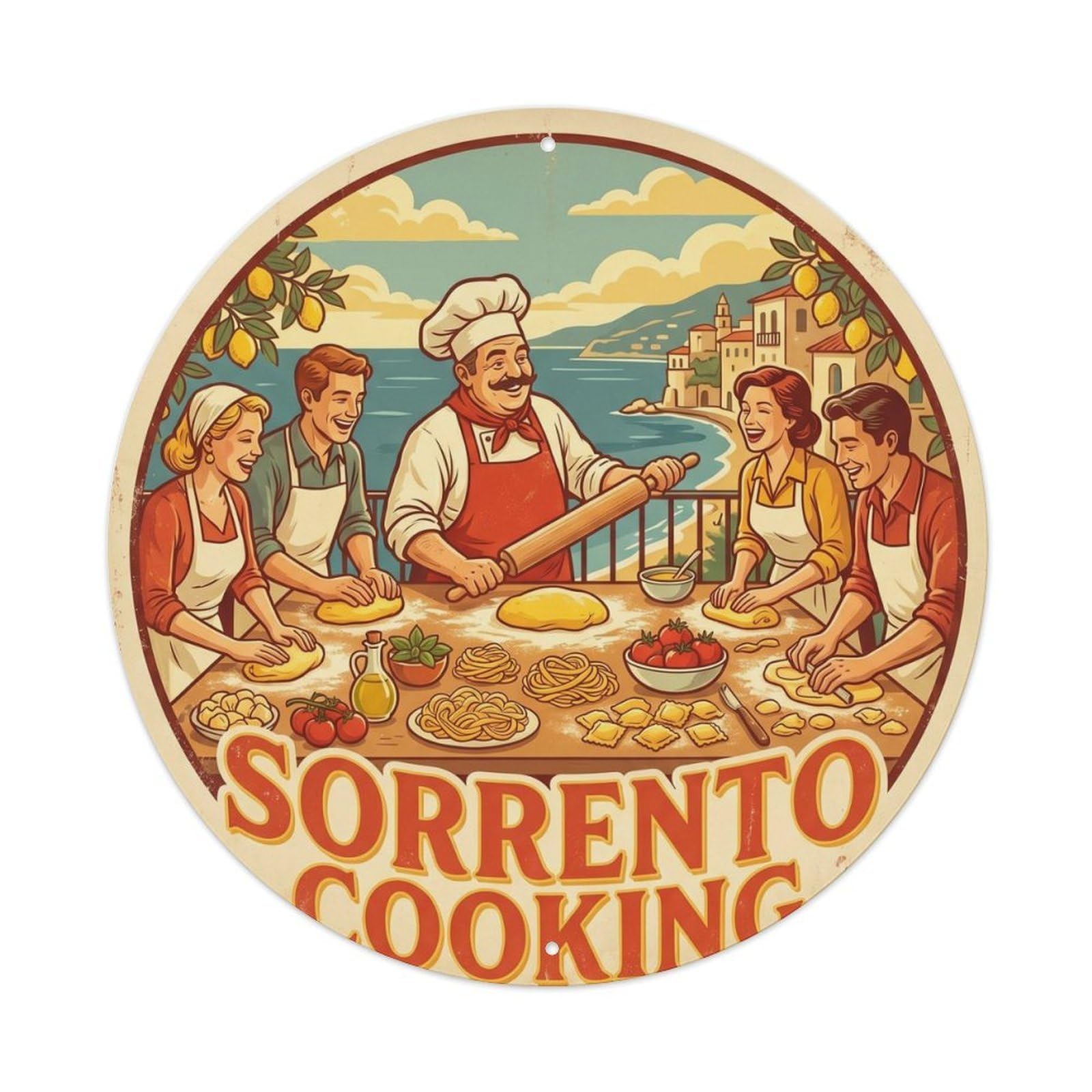 Cooking Sorrento Italy Landmark Travel Retro Metal Tin Sign