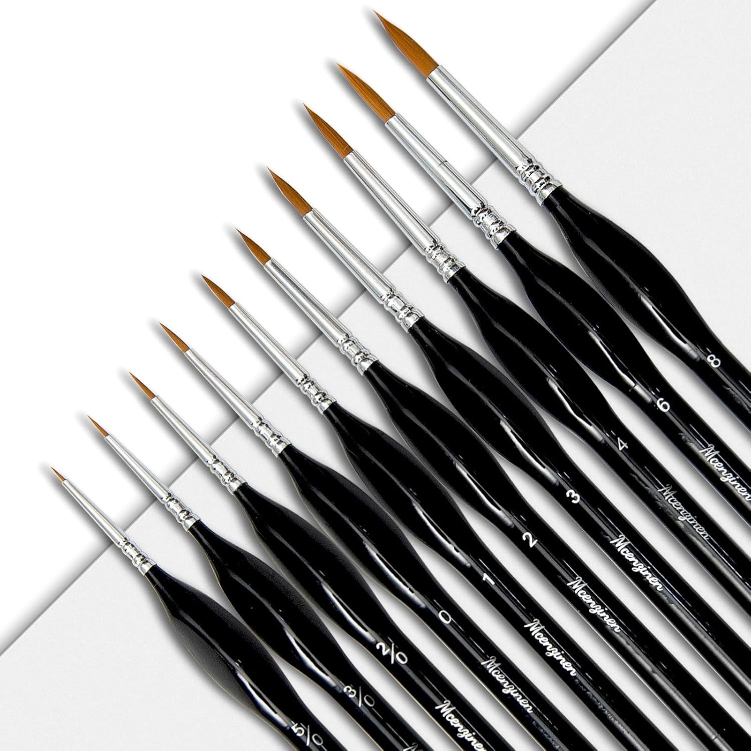 Detail Paint Brushes Set 8pcs Miniature Brushes for Fine Detailing, Acrylic,Model, Face, Figurine, Watercolor, Oil, Triangular Grip, Nylon Bristles