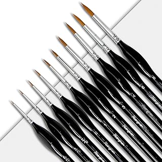 Detail Paint Brushes Set 10pcs Miniature Brushes for Fine Detailing, Acrylic,Model, Face, Figurine, Watercolor, Oil, Triangular Grip, Nylon Bristles