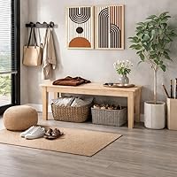 Boraam Shaker Backless Dining Bench Blonde Oak - Solid Rubberwood 44" Farmhouse Style Seating