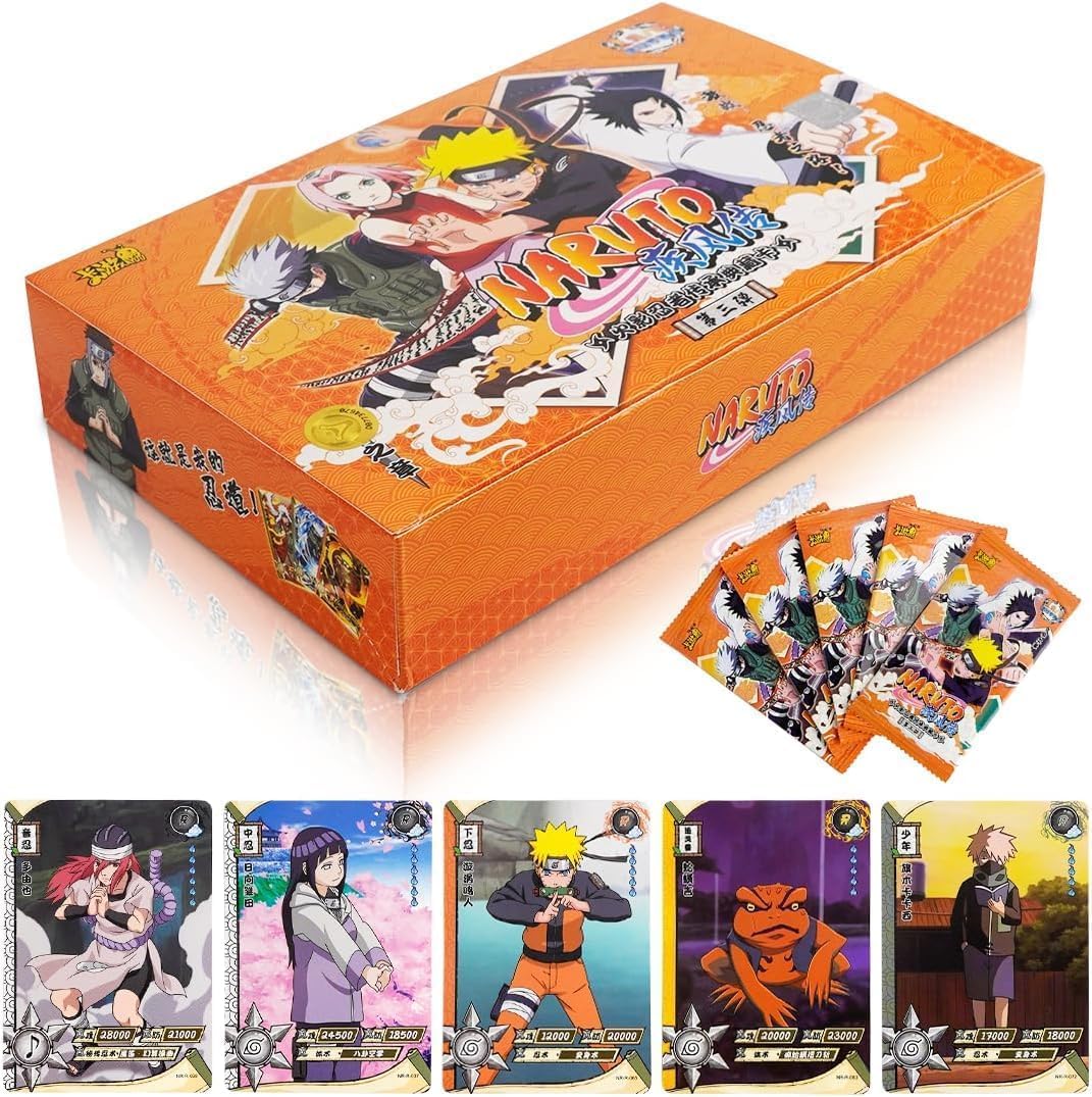 FISAPBXC N-aruto Anime Trading Cards, 180 Pieces of N-Aruto Trading Cards Pack of Cartoon Trading Cards Pack of Set of Cards Game Game Cards for Children (36 Packs - 5 Cards/Pack)