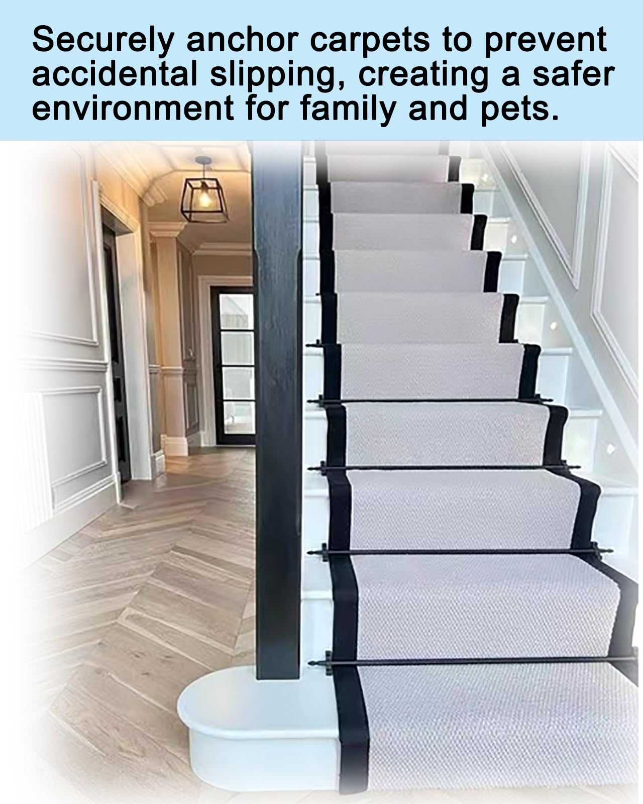 Lot de 12 barres antidérapantes pour tapis d'escalier - Bandes antidérapantes pour éviter de glisser dans les escaliers - Idéal pour les familles et les animaux domestiques (61 cm)