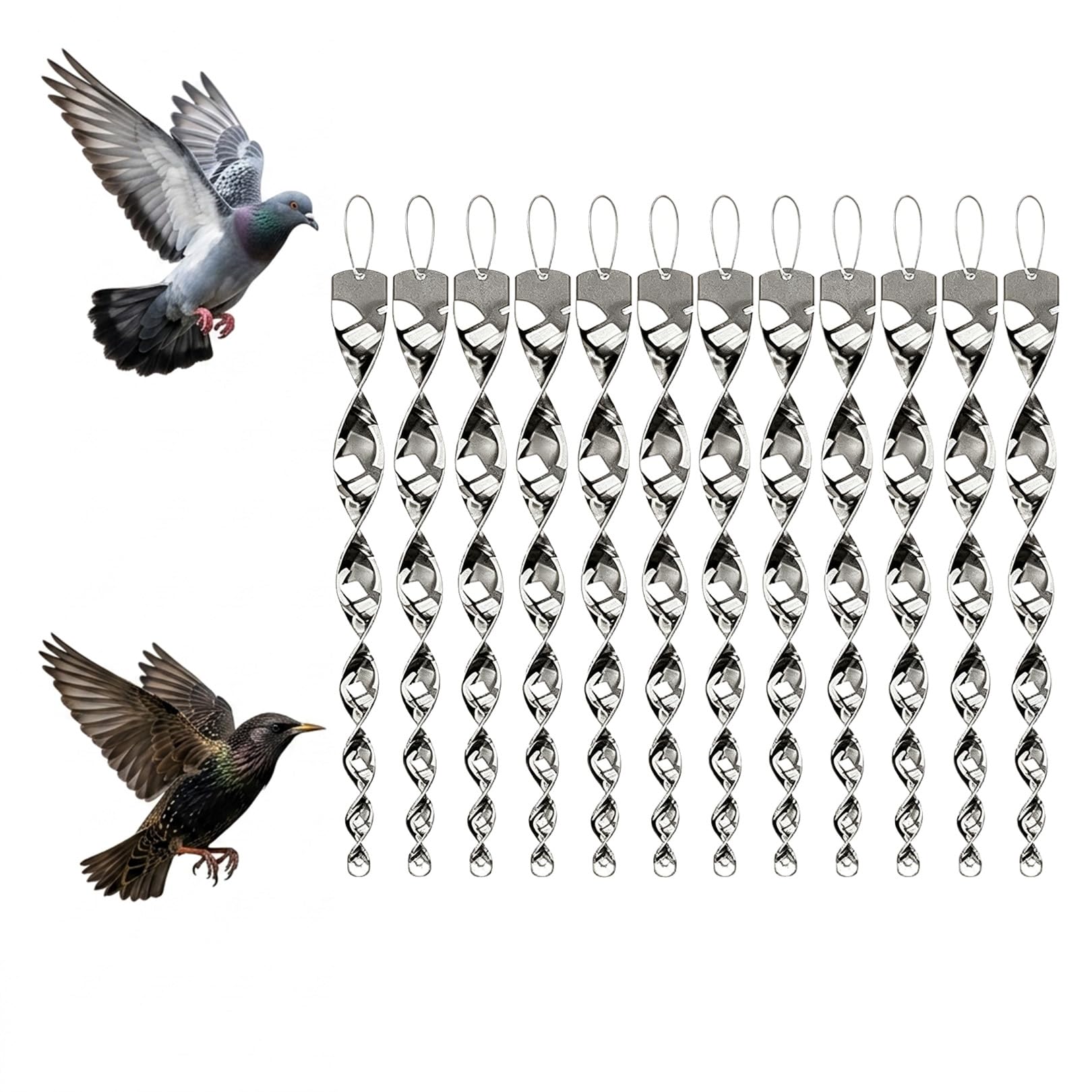 Pack of 12 Bird Repellent Wind Chimes Reflective Pigeon Repellent Balcony Bird Deterrent Reflective Windmill Repel Pigeons Garden Deterrent Birds Wind Spiral for Balcony Garden Window