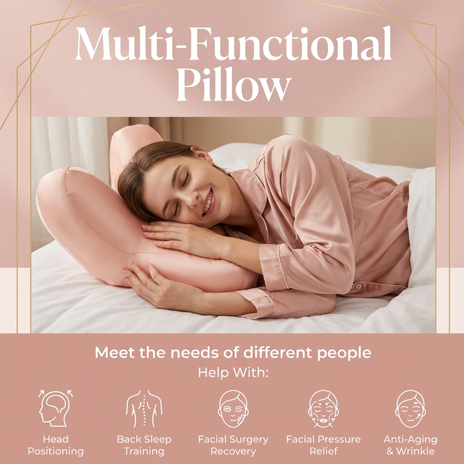 Cuscino cervicale, 36 x 16 x 16 cm, cuscino ortopedico antirughe, con design ergonomico e memory foam, per posizioni di sonno supine sdraiate lateralmente