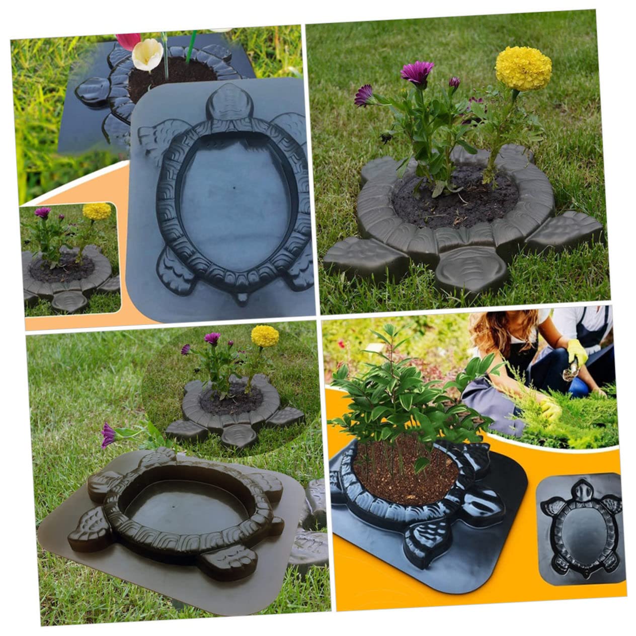 Turtle Shape Stepping Mold Reusable Plastic Path Maker for Garden Lawn and Patio Unique Design for Artistic Landscape Paving