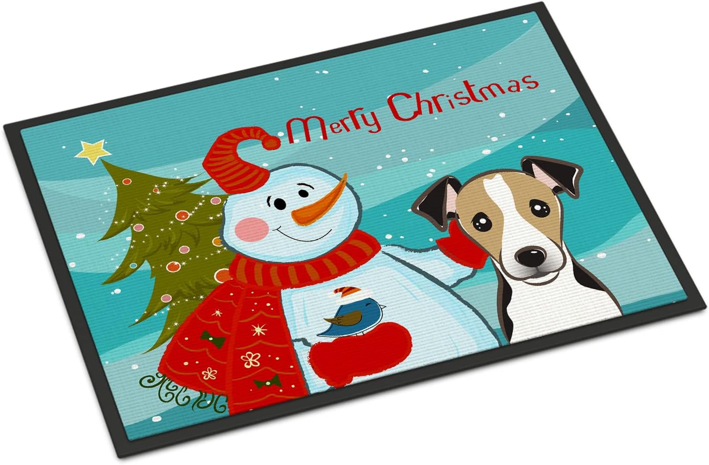 Caroline's Treasures BB1881JMAT Snowman with Jack Russell Terrier Doormat 24x36 Front Door Mat Indoor Outdoor Rugs for Entryway, Non Slip Washable Low Pile, 24H X 36W
