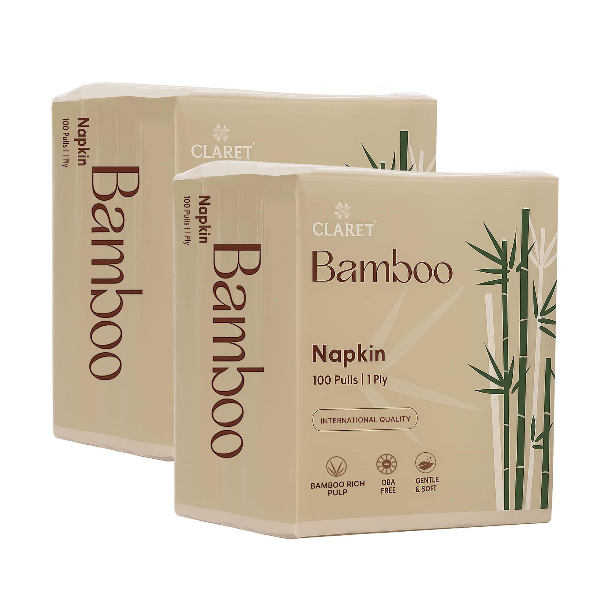 Claret Bamboo Napkin | 1-Ply | 100 Pulls | Bamboo Rich Pulp | OBA Free | Gentle & Soft (Pack Of 2)-image-37