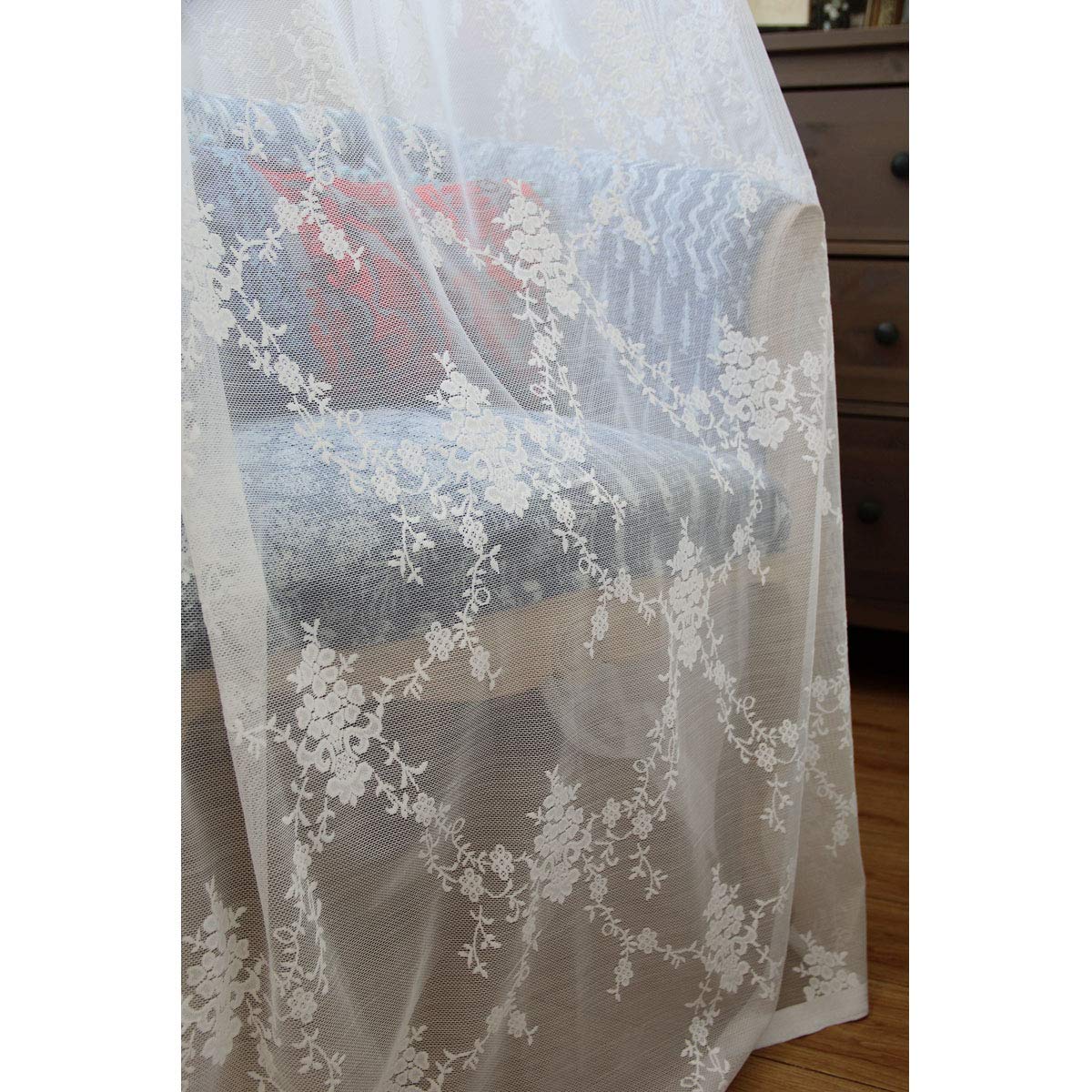 Brodé rideaux transparents en tulle de haute qualité style floral 180x270cm