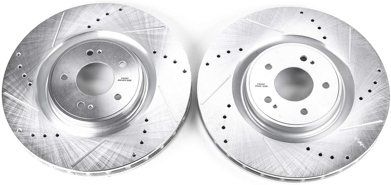 PowerStop Evolution Front Brake Rotors For Mitsubishi Lancer 2008 | Mitsubishi Lancer 2010-15 - Drilled and Slotted Performance Disc Rotors Upgrade, JBR1317XPR