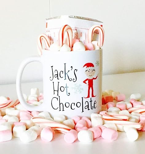 Personalized Hot Chocolate Mug with Cute Elf for Kids, Kids Hot Chocolate Mugs | Christmas Gifts for Kids