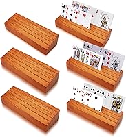 Vista 9 de Soporte para cartas de juego, soporte para cartas de juego para niños o personas mayores, estantes de madera manos libres, bandeja para organizar