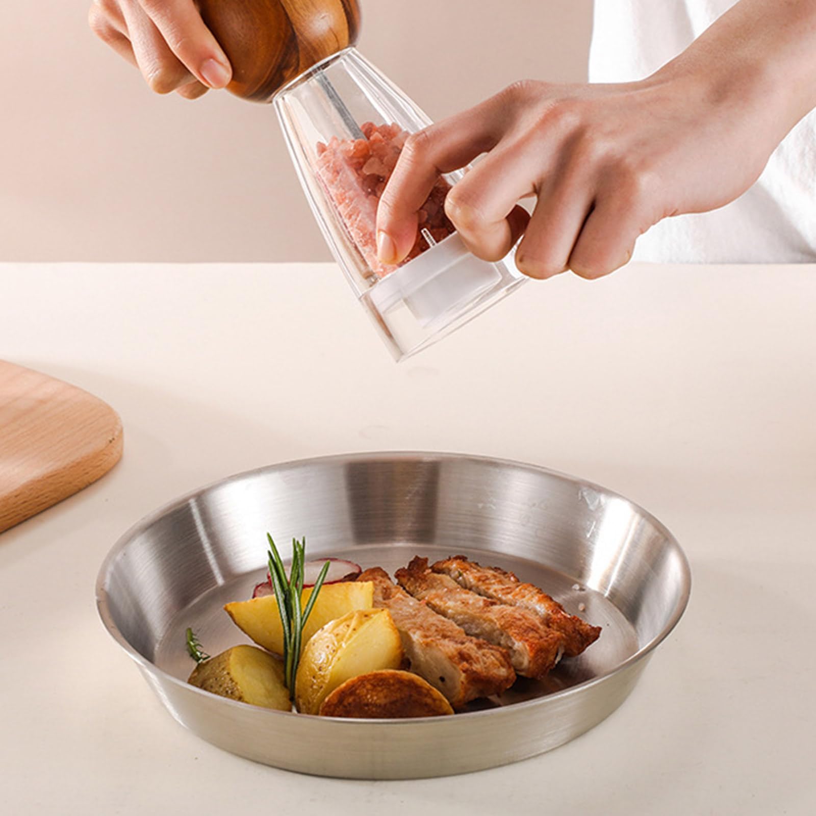 Padella multifunzionale in acciaio inox con manico pieghevole con utensili da cucina per viaggi e campeggio