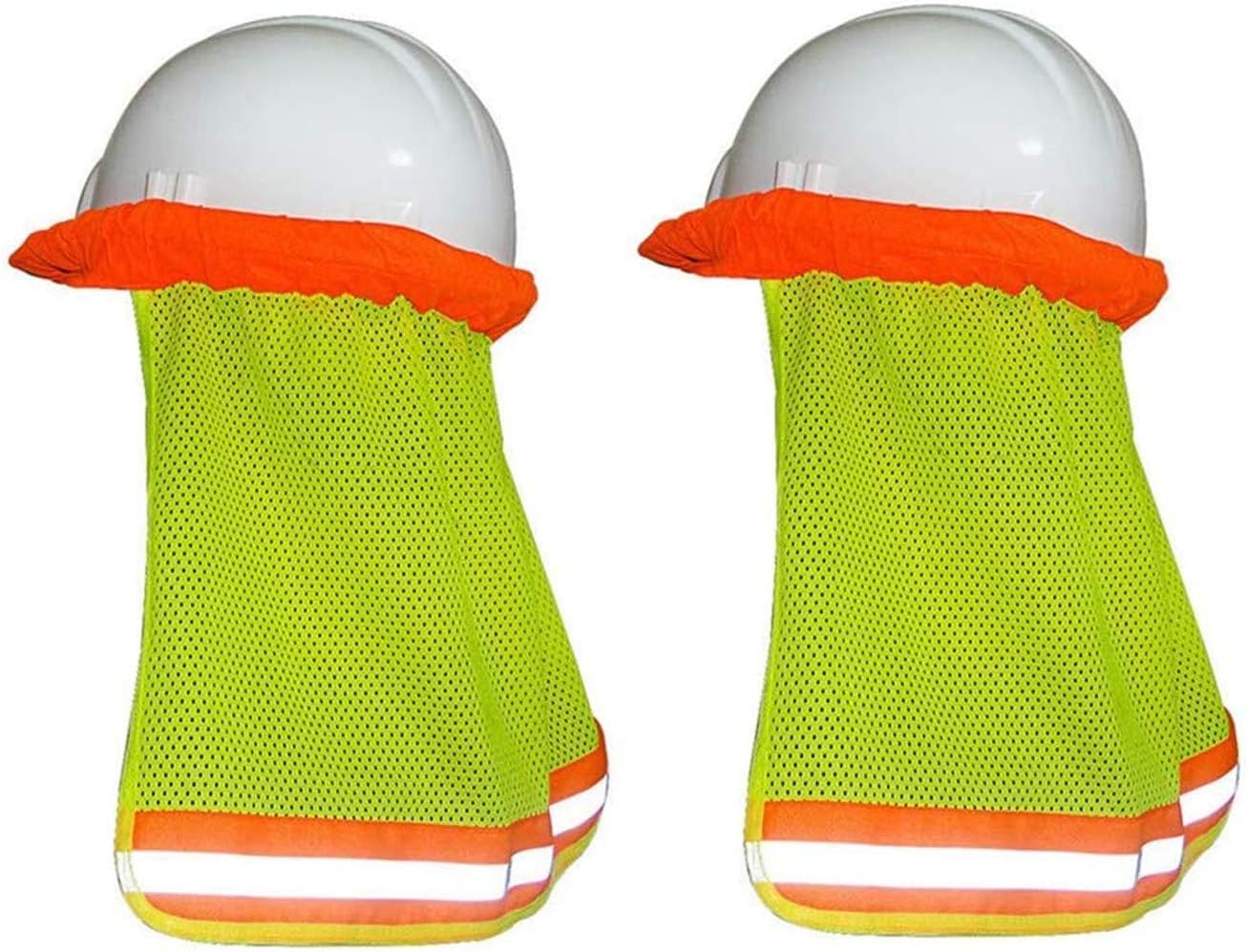 Minleer Hard Hat Sun Shade Neck Shield (2 Pack), Full Brim Mesh Neck Sunshade Hard Hat Accessories for Hardhats, High Visibility, Reflective(Yellow)