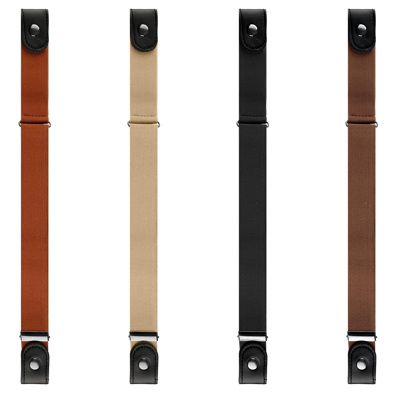 Bojueshaw 4 Pcs Buckleless Belts Adjustable Leather Stretch Belt Adjustable Invisible Elastic Belts Durable Buckleless Belt for Jeans Pantsuit