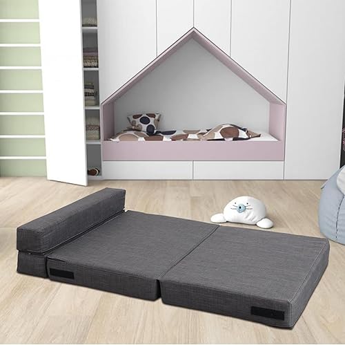 Miniatura 34 de ANONER - Sofá cama plegable, con almohada, tamaño individual, color gris claro Gris claro,Gris oscuro,Verde oscuro,Peluche gris oscuro