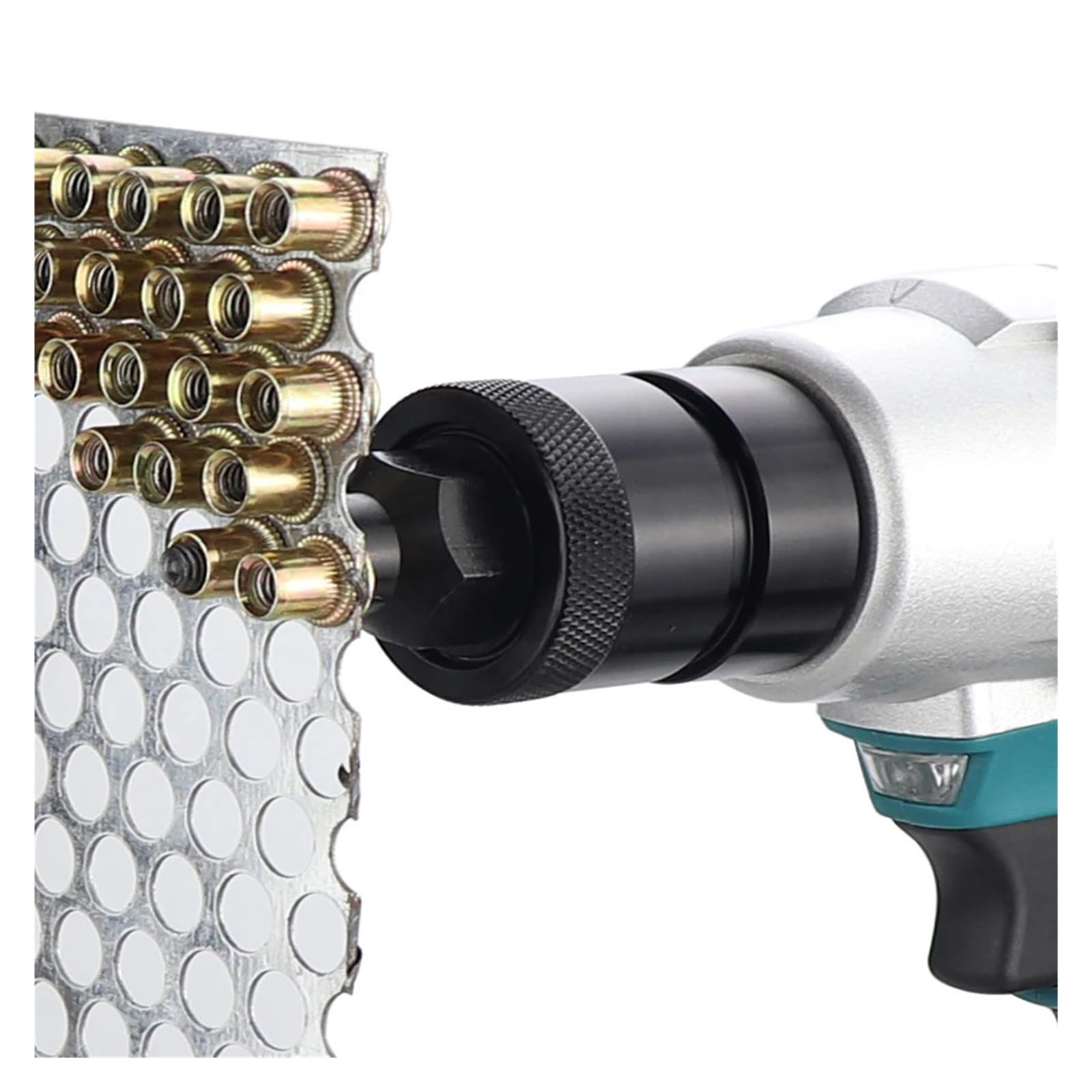 Pistola remachadora eléctrica de Metal sin batería, pistola for tuercas de remaches automática recargable, herramienta de remachado, cabeza de tuerca M3-M12(Gun n M10)
