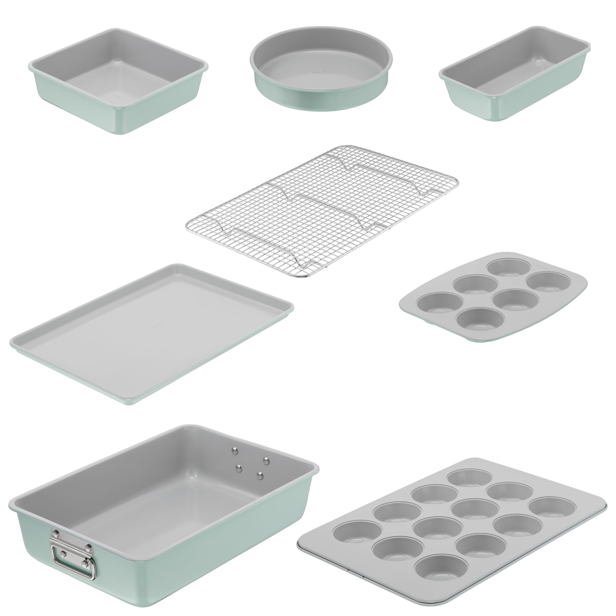 Tefal Ceramik Zestaw 8 foremek do ciasta, naczynia do pieczenia, powłoka ceramiczna, wytrzymała, łatwe wyjmowanie, J175S804