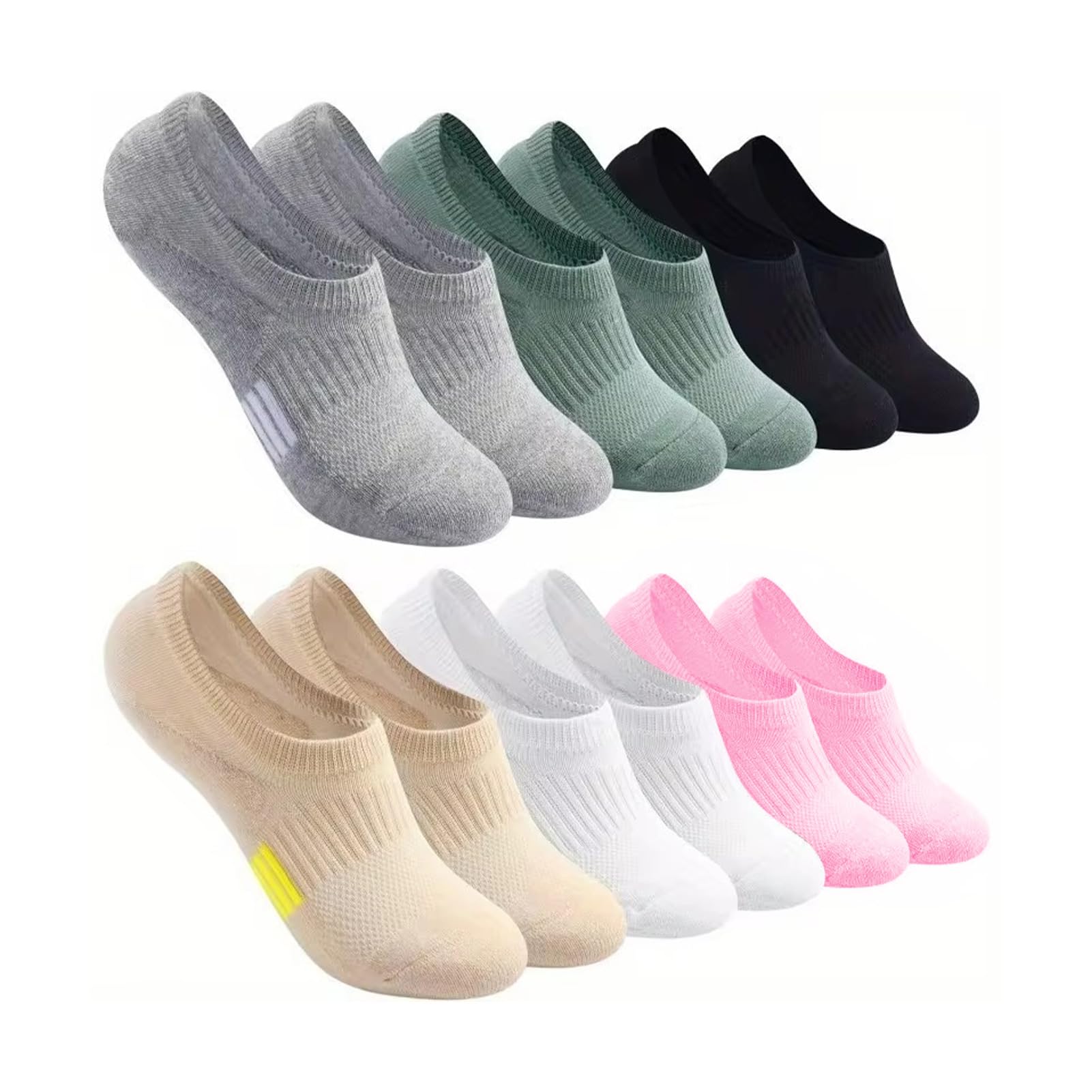 6 par skarpet damskich do sneakersów, 35-38 39-42, skarpety do biegania, niewidoczne, antypoślizgowe, silikonowe, krótkie, niewidoczne, oddychające, bawełniane, sportowe, prezenty dla kobiet, białe