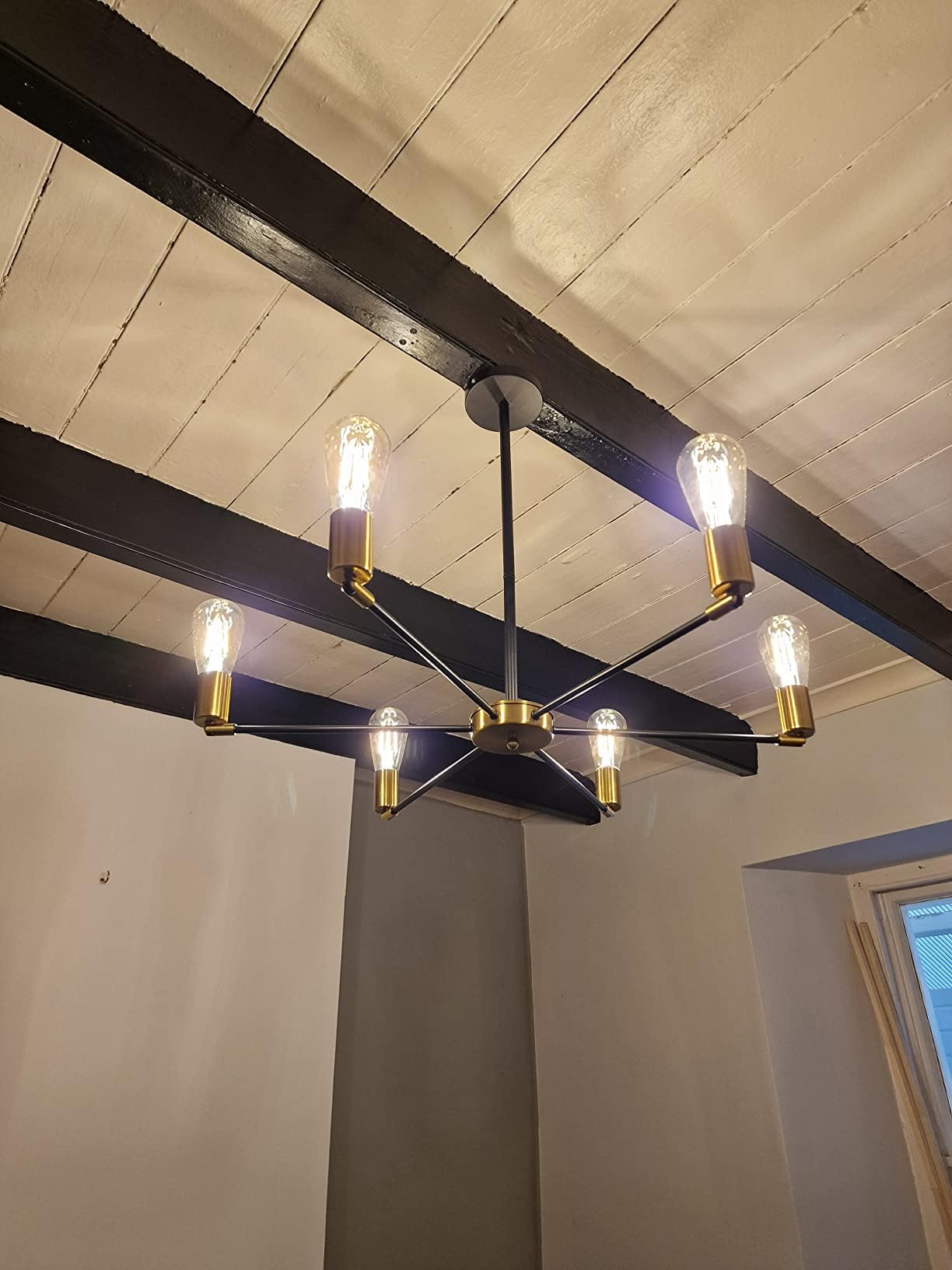 Prop It Up Metal Industrial Chandelier For Bedroom Living Room Kitchen, Sputnik Ceiling Light 6 Heads E27, Adjustable Angle Chandeliers 2
