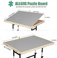 Vista 4 de ALL4JIG Mesa de rompecabezas de 1500 piezas con patas, mesas de rompecabezas ajustables de 25 x 34 pulgadas para adultos, tablero de rompecabezas