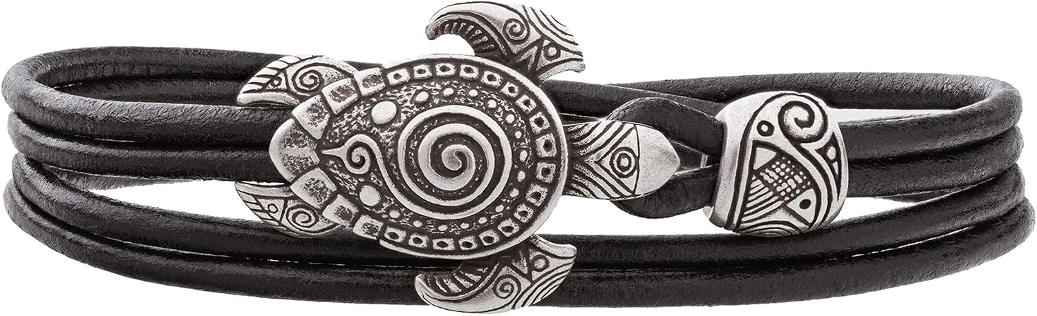 Maori Leather Bracelet with Sea Turtle Armband for Men and Women Polynesian Nautical Tribal Beach Ocean Jewelry Gift for Him and Her
