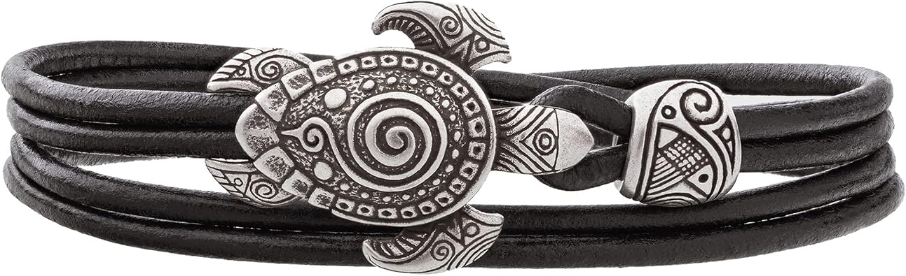 Maori Leather Bracelet with Sea Turtle Armband for Men and Women Polynesian Nautical Tribal Beach Ocean Jewelry Gift for Him and Her