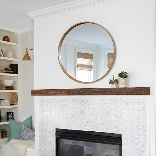 Miniatura 177 de WallBeyond Espejo redondo de madera de 24 pulgadas, espejo de pared circular para baño, espejo de pared redondo para decoración de pared, tocador