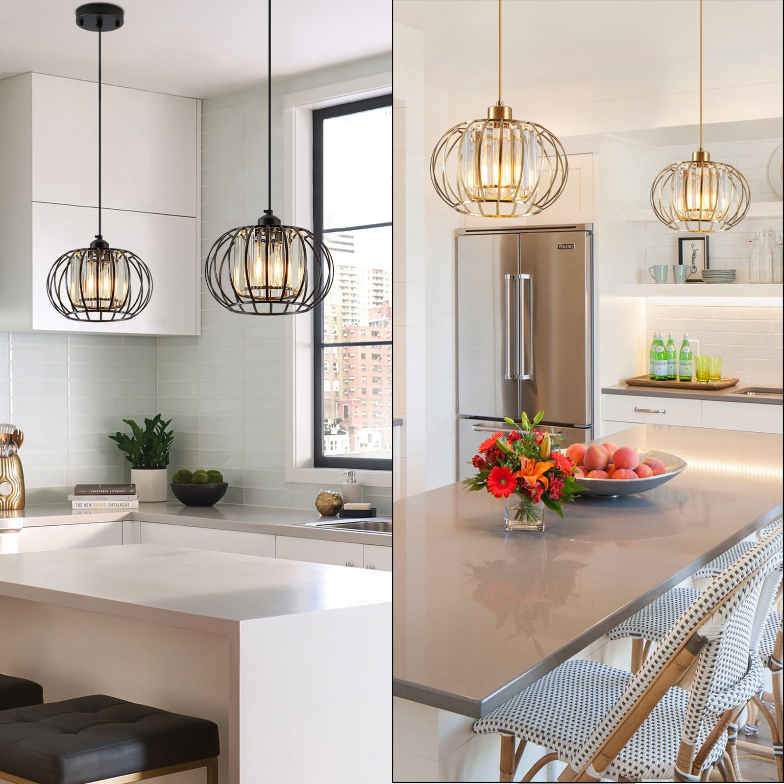 XSDeTuFarmhouse Mini Hanging Light Fixture with Crystal