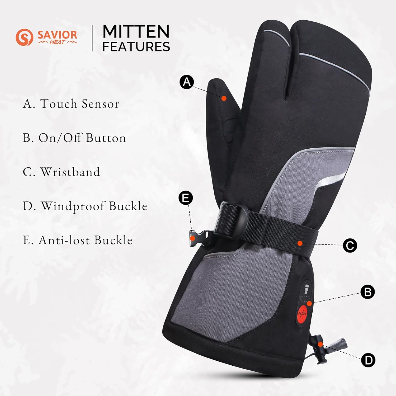 SAVIOR HEAT Heated Ski Mittens 3-Finger Gloves Electric Rechargeable Battery Mitts for Men Women Kids Winter Snowboard Motorcycle Skating Camping Hunting