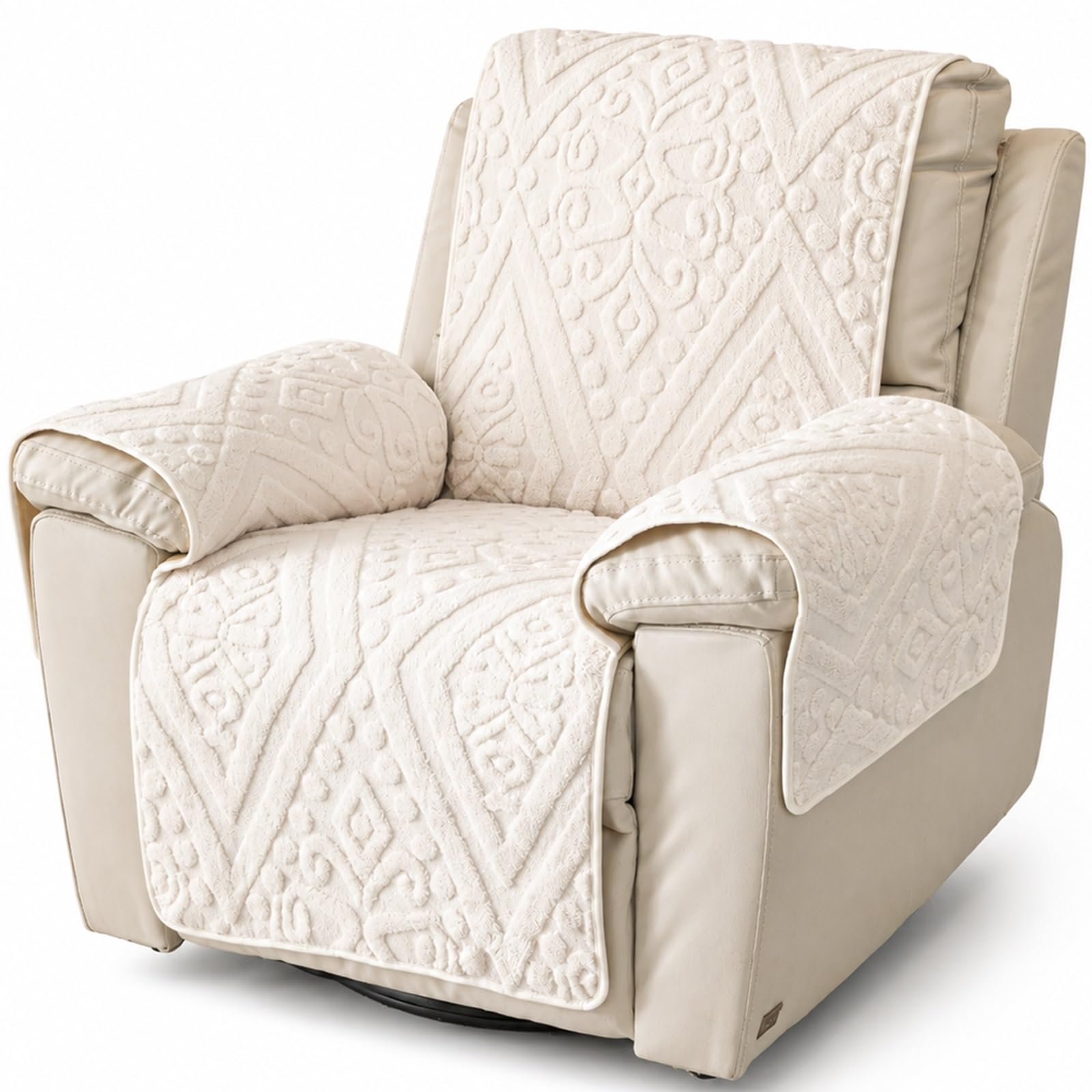 GZGLZDQ Recliner Chair Cover Non-slip, Armchair Cover Pet-safe Washable, Recliner Sofa Covers in Short Plush, Breathable Armchair Cover for Single Chairs Recliners Armchairs(B-white)