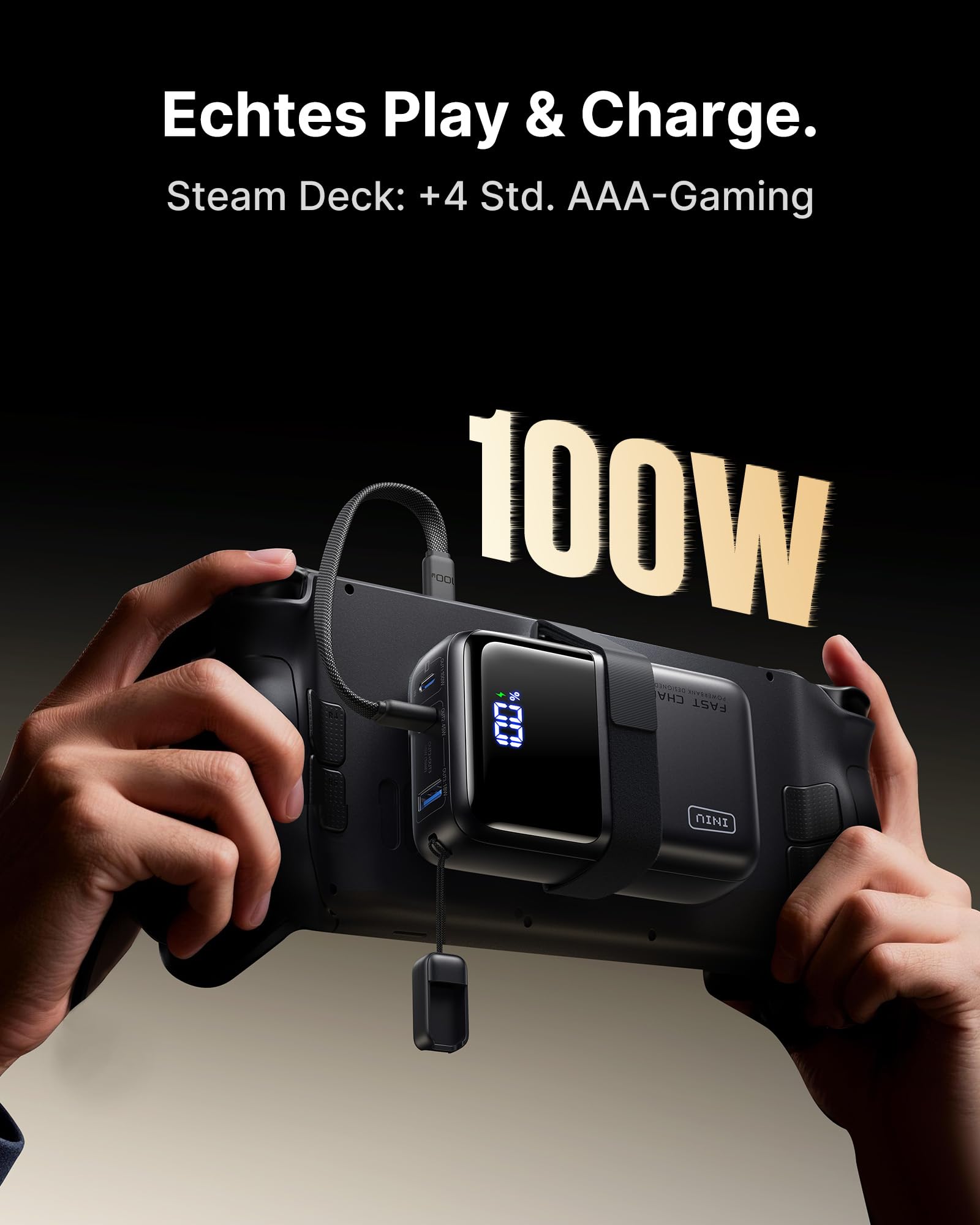 INIU Laptop Power bank, Ultra Kompakt 100W Schnellladung Powerbank, 25000mAh Hochkapazität Externer Akku mit USB C Kabel, Flugtauglich, für MacBook, Steam Deck, iPhone 17/16/15 Pro, Samsung, iPad uvm.