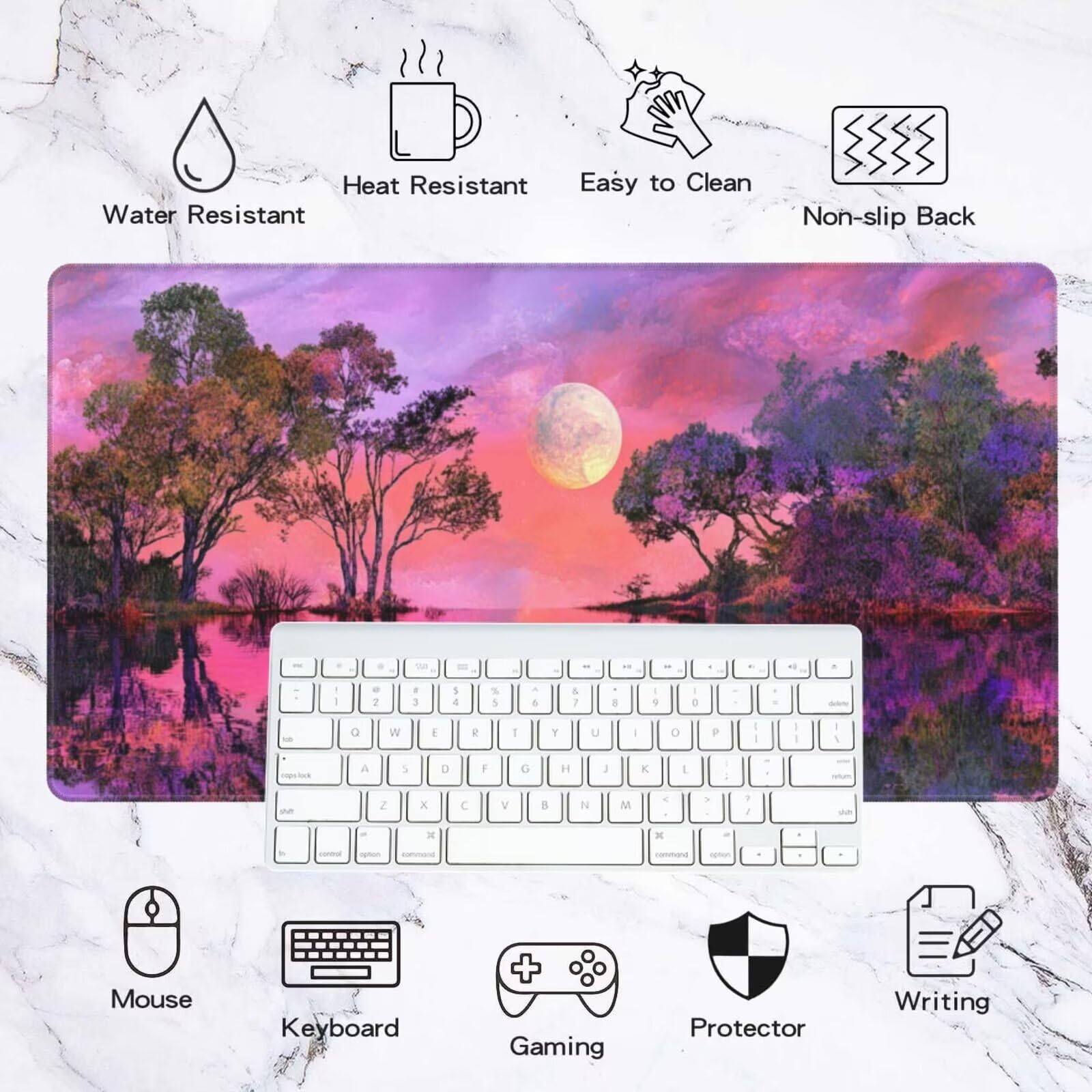 Alfombrilla Ratón Misterio Alfombrilla Ratón XXL 1600 x 800 mm, Paisaje Mouse Pad Gaming con Bordes Cosidos, Impermeable Mousepad XXL Base de Goma Antideslizante Duradera, Mouse Pad para Oficina Q844