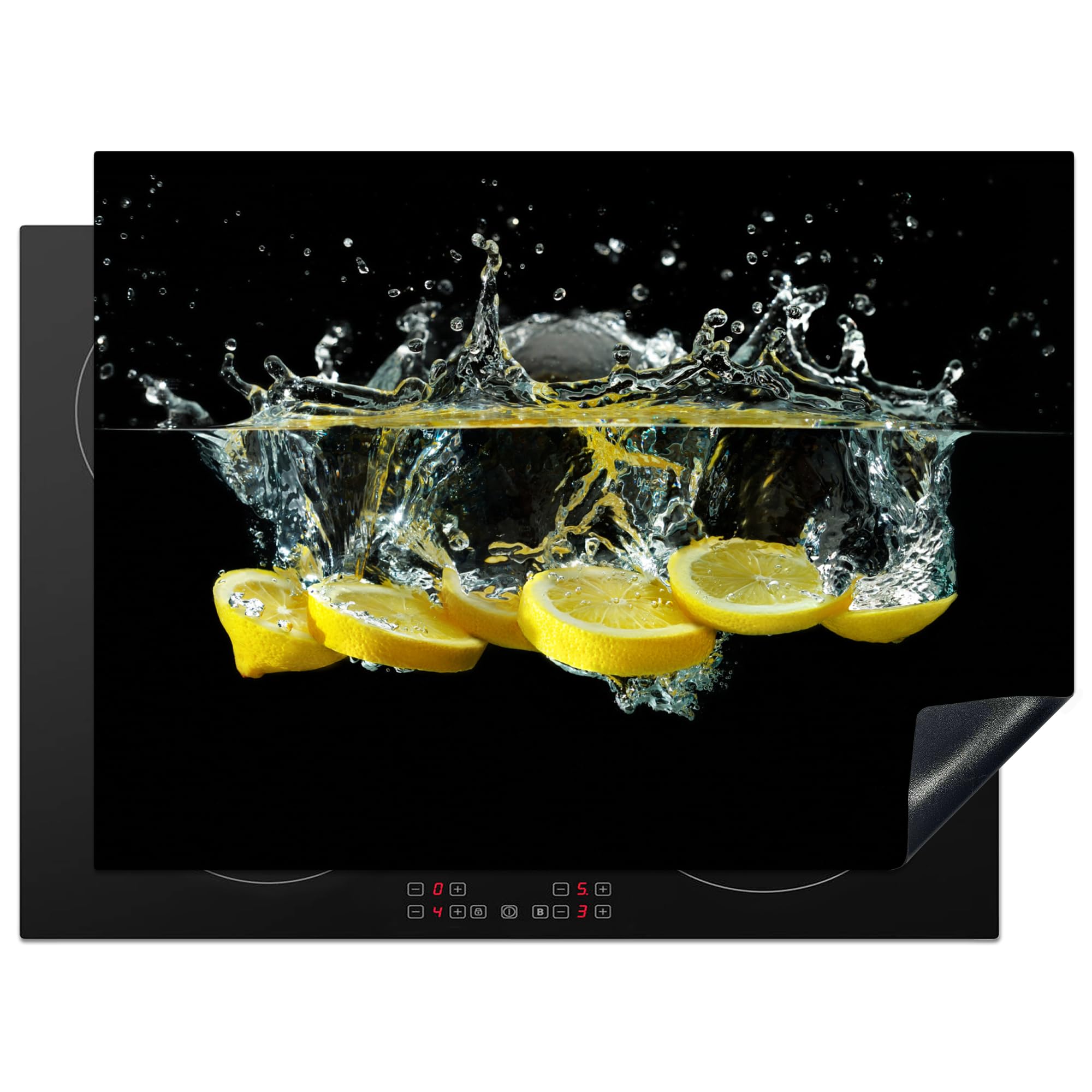 KitchenYeah© Induction Hob Protector Mat 20.5"x28" / 71x52 cm Stove Cap Top Cover Kitchen Cooker Covers for Electric Hobs Vinyl Lemon - Fruit - Yellow - Still Life - Water — image 1