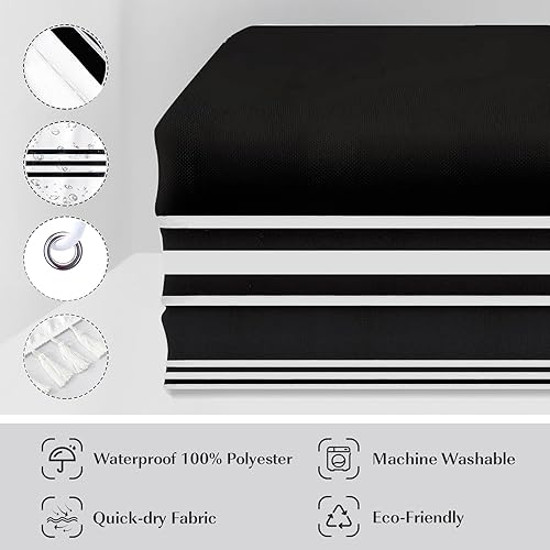 Miniatura 6 de Seasonwood Cortinas de ducha extra largas de 96 pulgadas modernas cortinas de ducha bohemias para el baño tela impermeable juego de cortinas de