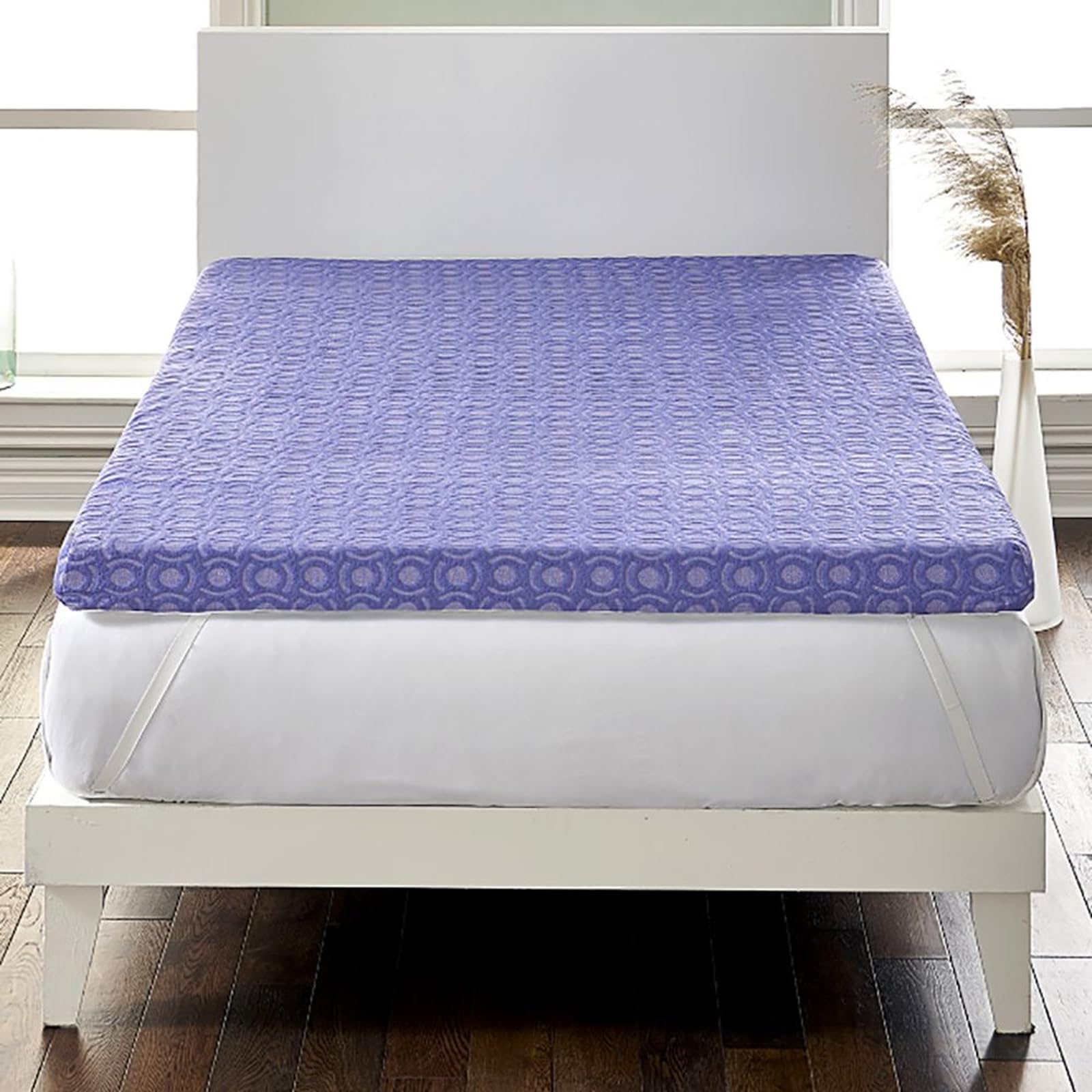 LoftWorks Gel 4 inch Supreme Memory Foam Mattress Topper with Medium Firm Support, Queen, Purple