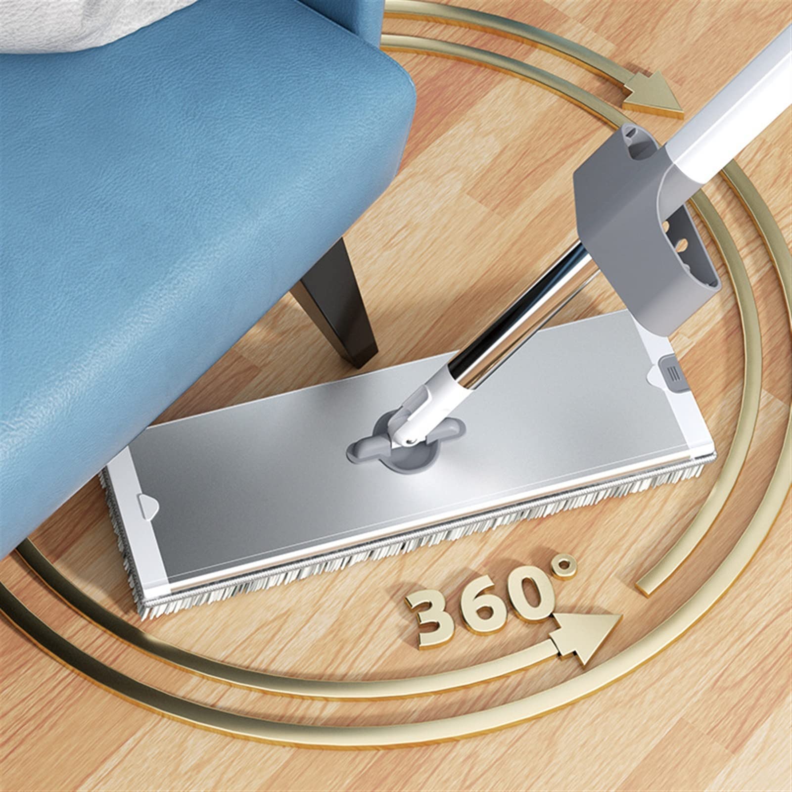 Mopp Boden Mopp Mikrofaser Mopp mit Self Wringer Set Hartholz Mops zum Reinigen, nass& trocken, keine Hand, die faule flache Mopp mit 4 waschbaren Pads waschen Wischmop ( Color : 32cm with 2 rags )