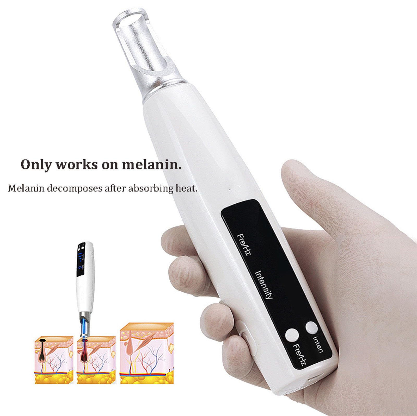 Picosecond Laser Pen, pióro do usuwania narośli skórnych, niebieskie i czerwone światło, wyświetlacz LCD, z 9 trybami, 4 poziomami usuwania przebarwień,blizn,znamion,ciemnych plam,piegów,Blue