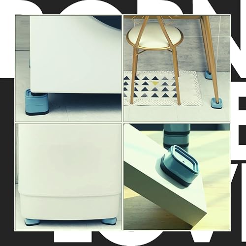 Miniatura 6 de Pies antivibración  Juego de 4 almohadillas antideslizantes con diseño grabado láser  Verde aguamarina  Compatible con lavadoras y secadoras