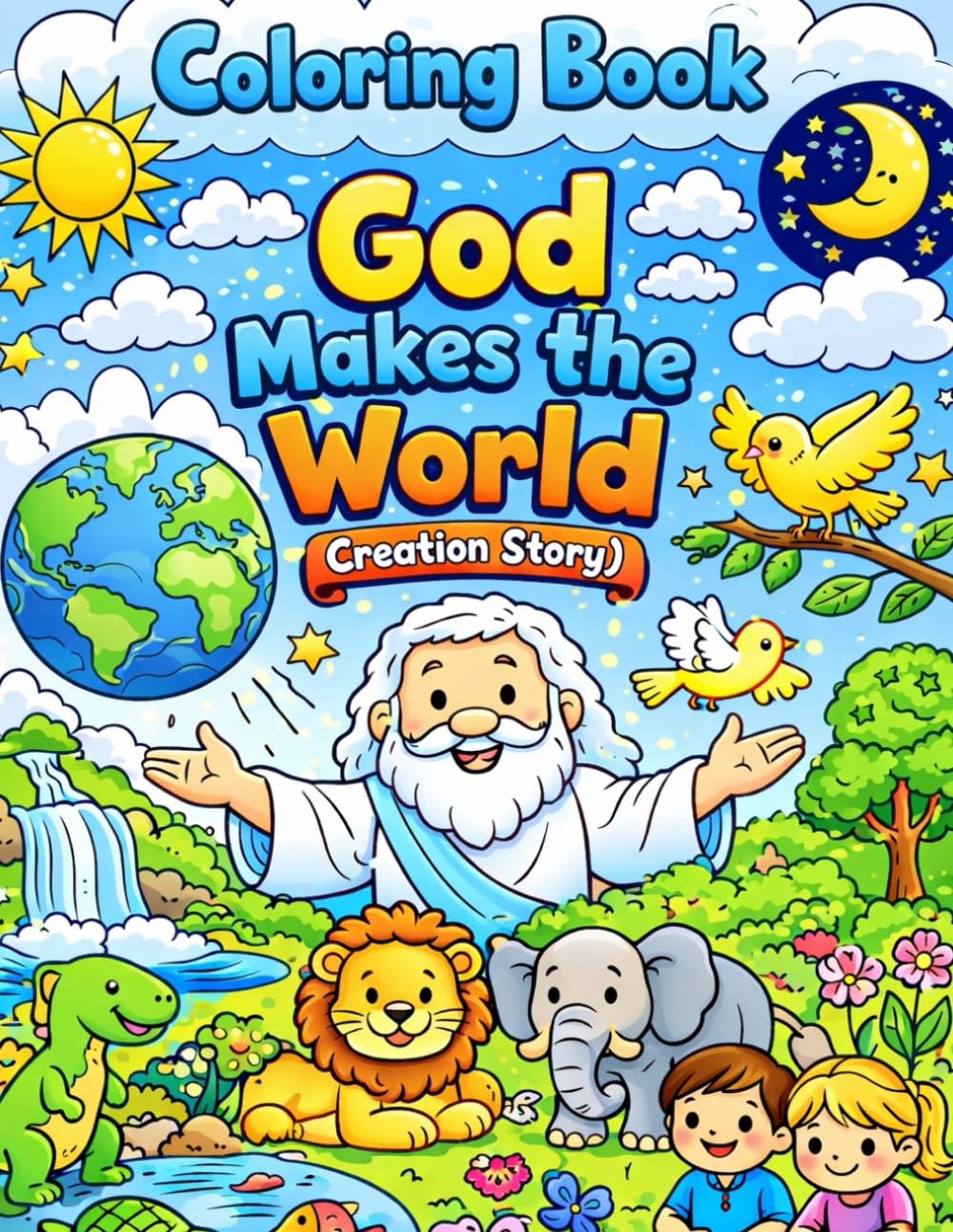 bible story coloring book: God Creates the World – A Bible Story Coloring Book for Kids to Learn About Faith, Creation, and God’s Love