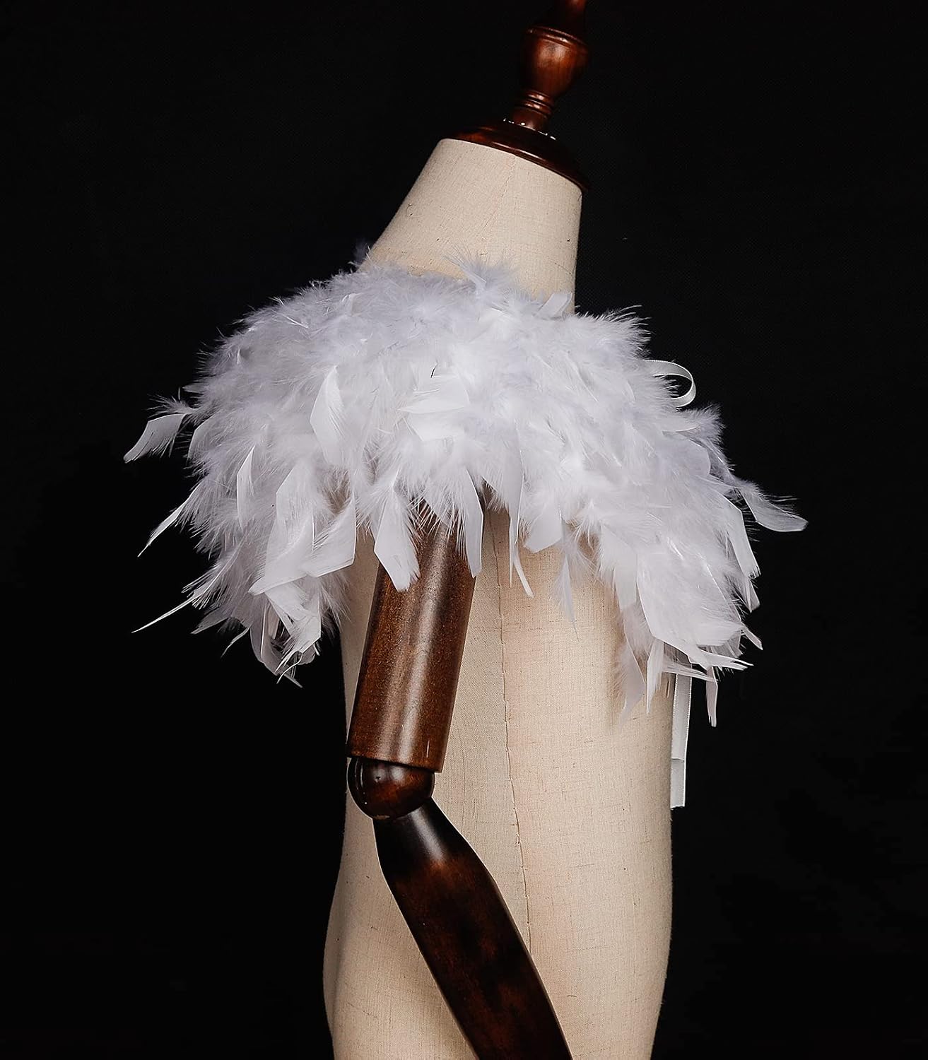 L'VOW Fashion Kids Feather Capes Stole Shawl Iridescent for Game Party Hallowmas (White-Flakes)