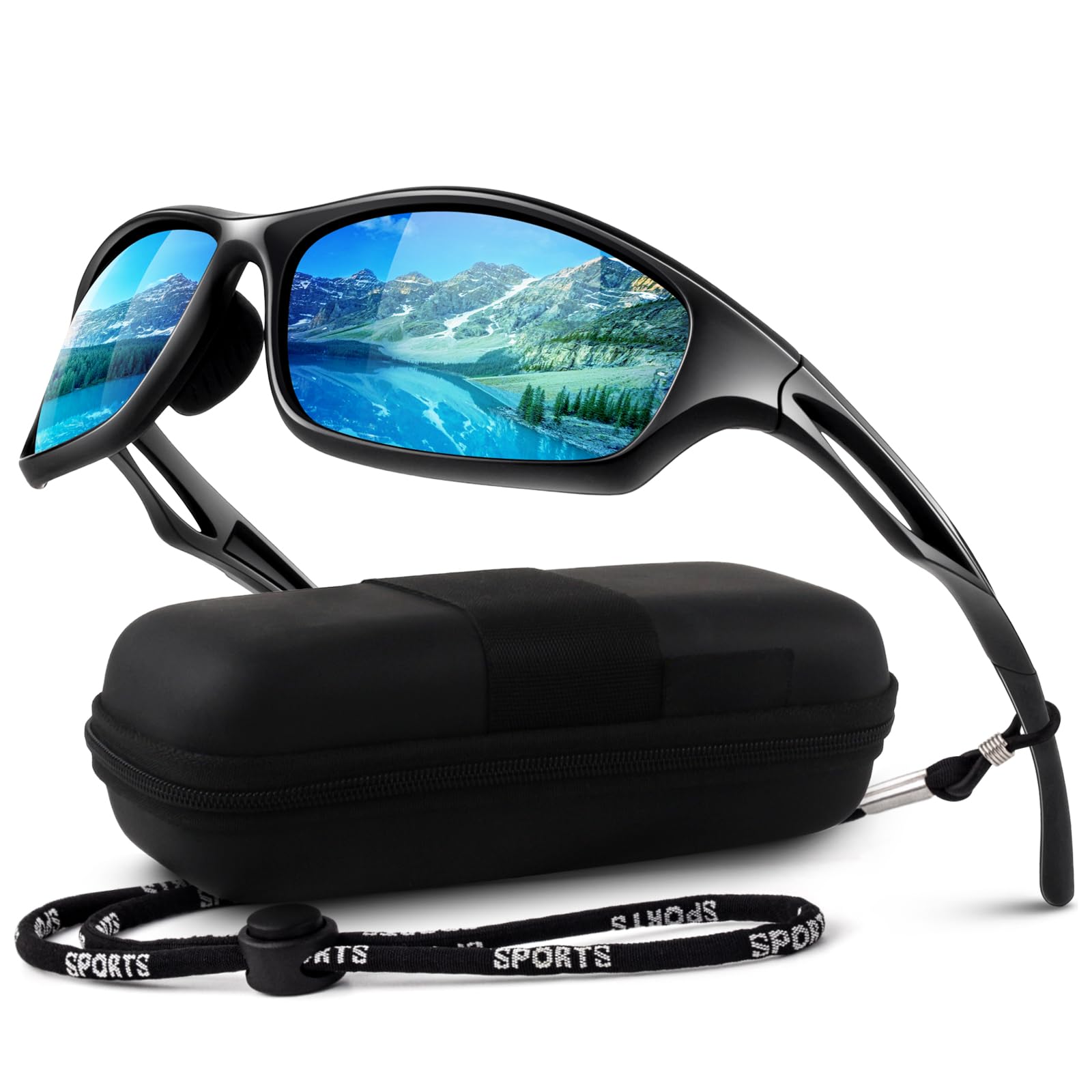 LINVO Polarised Sports Sunglasses Mens Womens Driving Fishing Running Cycling Shades Wrap Around Frame UV400 Protection