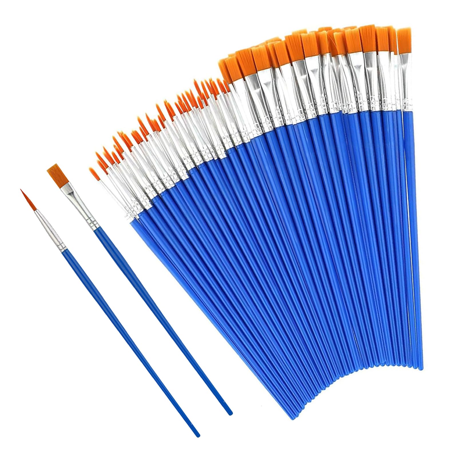 Vexorlian Small Art Paint Brushes Set, 60 Pieces with Flat & Round, for Acrylic, Watercolor, Oil Paints & Face Art