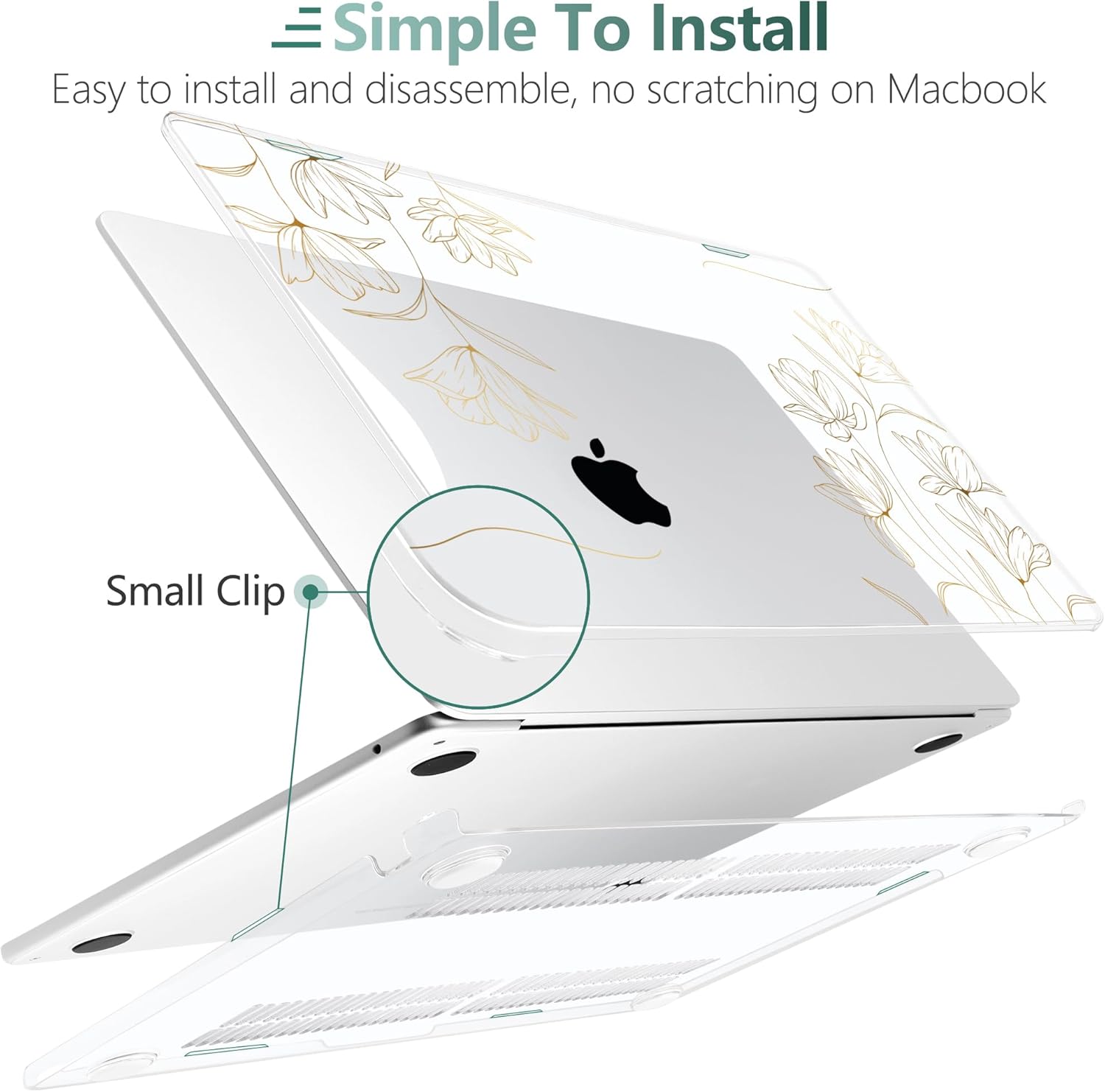 TWOLSKOO for MacBook Air 15 inch Case 2025 2024 2023 Release M4 A3241 M3 A3114 M2 A2941, Plastic Hard Shell & Screen Protector & Keyboard Cover & Trackpad Film, Florals X449 - Image 3