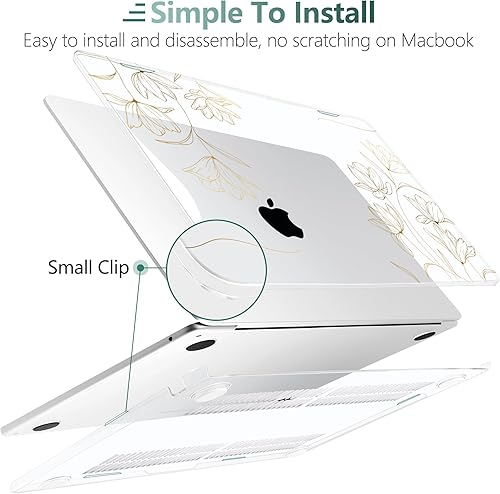 Miniatura 7 de TWOLSKOO Funda para MacBook Air M3 de 13.6 pulgadas 2024 2023 2022 A3113 A2681 M2 con Touch ID, carcasa rígida de plástico transparente con