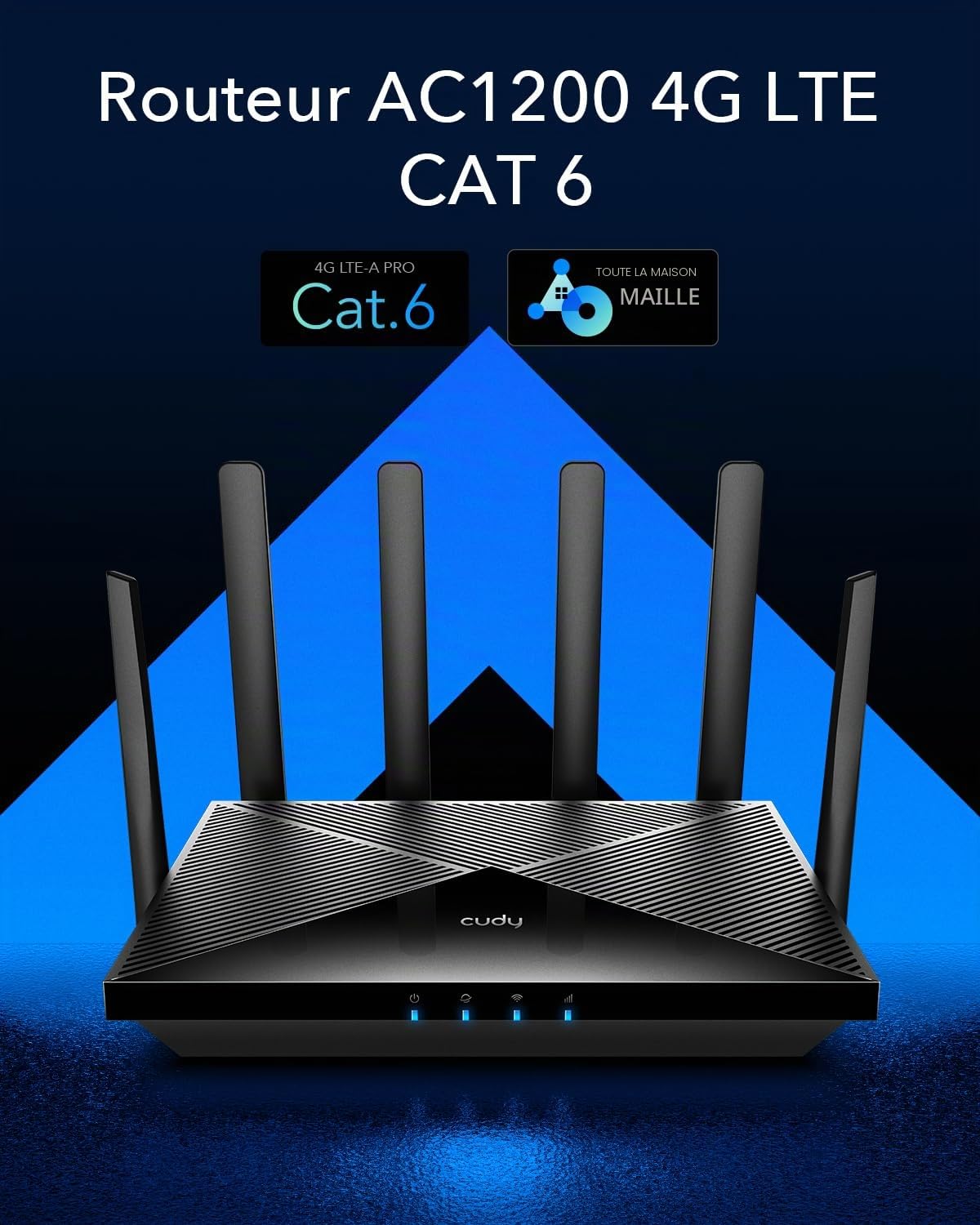 Cudy Routeur WiFi 4G LTE Cat 6 Modem Double SIM AC1200 Gigabit OpenVPN WireGuard LT700