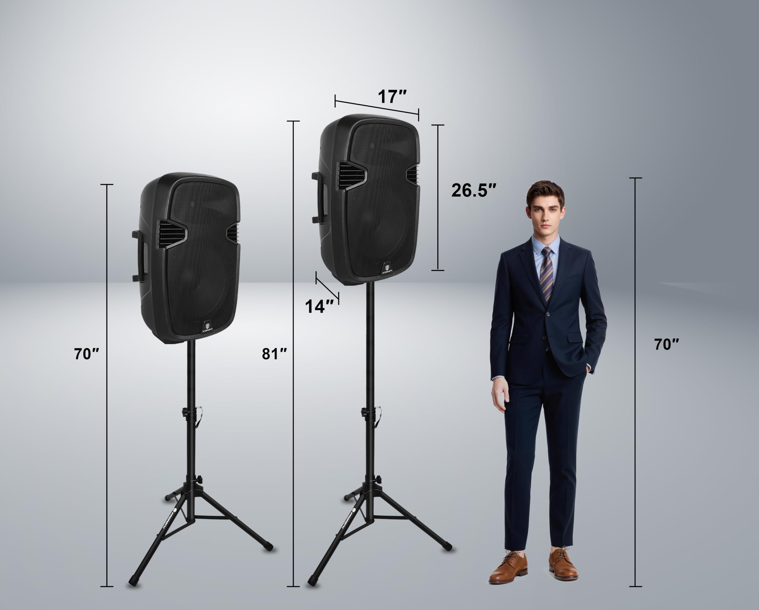 PRORECK PR-C15 Tragbarer aktiver 15-Zoll-600-Watt-2-Wege-DJ-/PA-Lautsprecher mit Bluetooth, USB, SD-Kartenleser, UKW-Radio, LED-Beleuchtung und Lautsprecherständer – Schwarz
