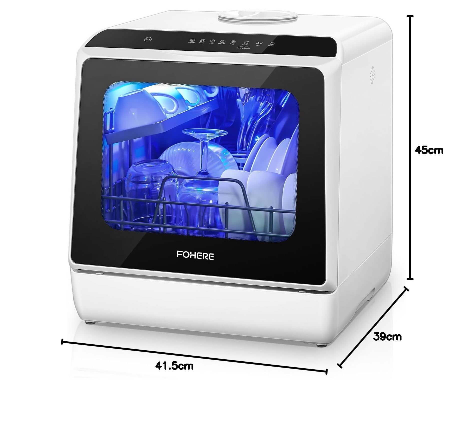 Mini Lavastoviglie da Tavolo, lavastoviglie portatile da 5L, 5+1 Programmi, Avvio Ritardato 1–6h, 2 Modi di Approvvigionamento Idrico, Touch Control e Display LED, Ideale per Cucine, Apt e Dormitori