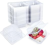100 Pack Thickened Clear Clamshell Containers with Lids - Disposable for Cake Slices, Desserts, Sandwiches, Salads & Takeout