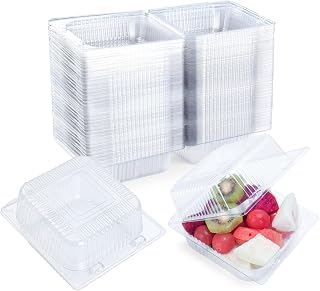 Evnlo 100-Pack Clear Clamshell Containers with Lids - Thick PET Plastic for Desserts, Sandwiches, Salads, Cake Slices