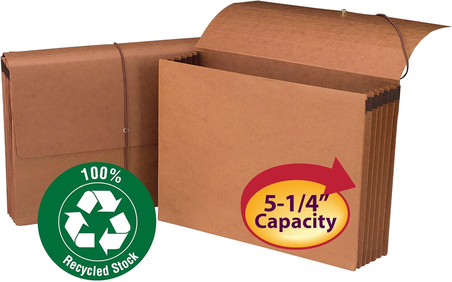 Smead 100% Recycled Expanding File Wallet with Flap and Cord Closure, Reinforced, 5-1/4" Expansion, Legal Size, Redrope, 10 per Box (71199) (Pack of 5)